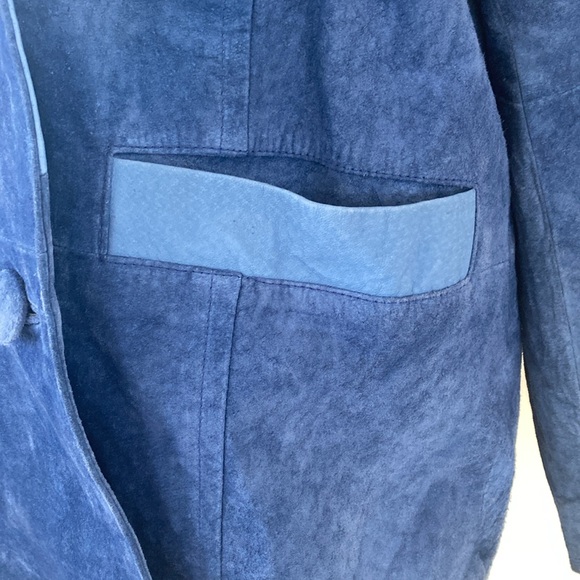 VINTAGE | Blue Suede 💙Leather Double Breasted Jacket Women’s Large - Picture 3 of 16